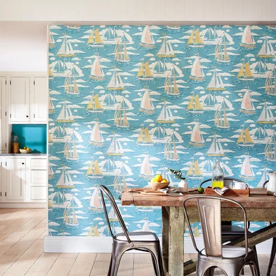 The Rug Seller Sailor Wallpaper 216571 by Sanderson in Pacific BlueRoll