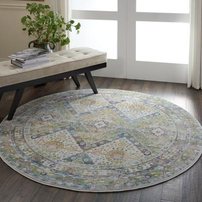 The Rug Seller Ankara Global Circle Traditional Persian Rugs ANR07 in Blue Grey&nbsp;183x183cm