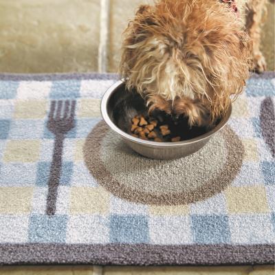 The Rug Seller Howler & Scratch Food Mat Teatime in Check Blue50x75cm