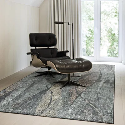 The Rug Seller Canyon Modern Abstract Print Rugs 52046 3535 in Black