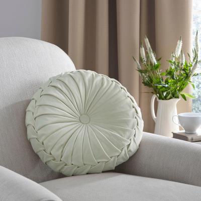 The Rug Seller Rosanna Velvet Circle Cushion by Laura Ashley in Sage Green35x14cm