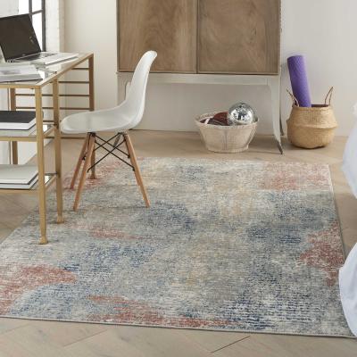 The Rug Seller Quarry QUA10 Abstract Distressed Rugs in Ivory Multi by Nourison