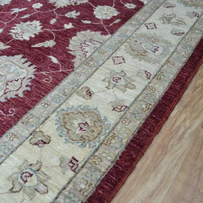 The Rug Seller Razmak Ziegler Hand Knotted Wool Rug in Burgundy and Cream&nbsp;160x240cm