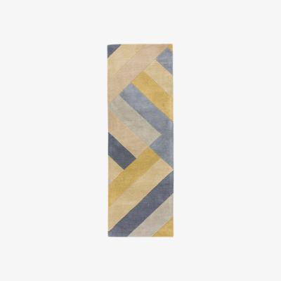 The Rug Seller Reef Big Zig RF02 Geometric Wool Runner Rugs in Yellow Grey&nbsp;66x200cm
