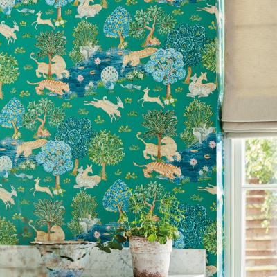 The Rug Seller Pamir Garden Wallpaper 216765 by Sanderson in Teal Peacock Green&nbsp;Roll
