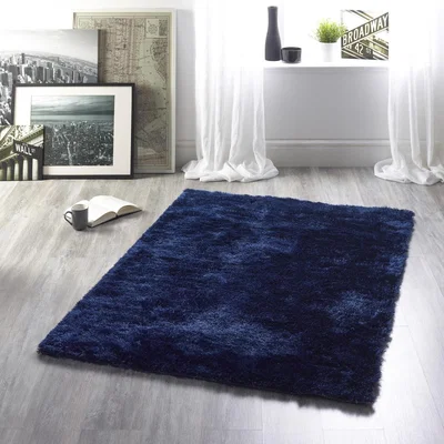 The Rug Seller Shimmer Shaggy Lustrous Rugs in Indigo&nbsp;160x230cm