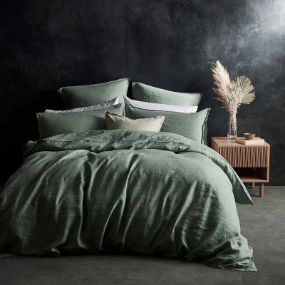 The Rug Seller Lazy Linen Bedding Plain Sage Green Duvet Cover and Pillowcase&nbsp;200x200cm