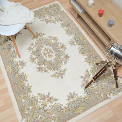The Rug Seller Jewel Traditional Wool Rugs in Ivory Beige