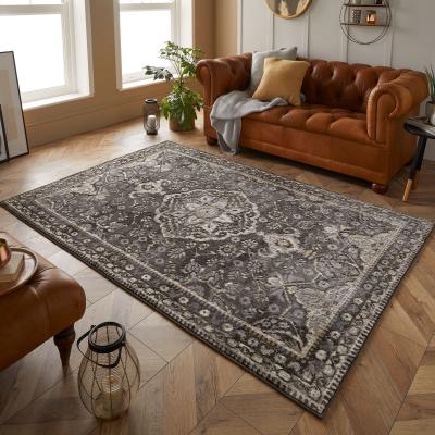 The Rug Seller Vinci 1401 B Distressed Rugs in  Charcoal Grey