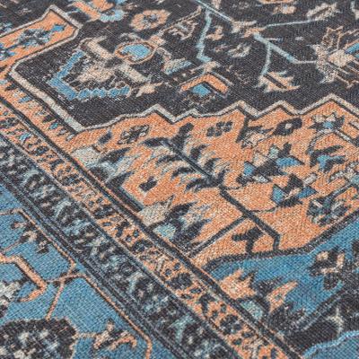 The Rug Seller Kaya Niki KY14 Traditional Persian Floral Rugs in Orange Blue