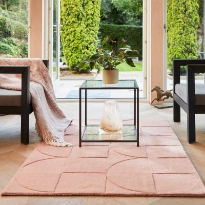 The Rug Seller Penny Geometric Wool Rugs in Blush Pink