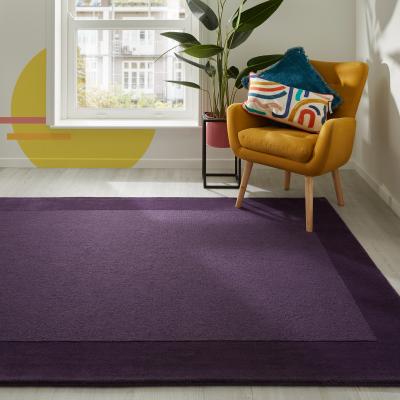 The Rug Seller Colours Bordered Wool Rug in Purple120x170cm