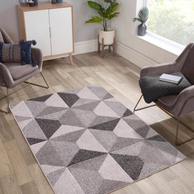 The Rug Seller Orbit Geometric Abstract Rugs in Silver