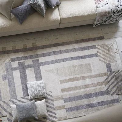 The Rug Seller Astratto Zinc Geometric Rug in Grey By Designers Guild