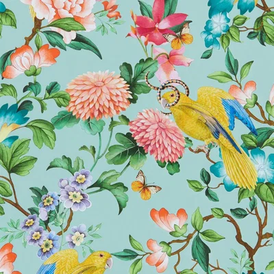The Rug Seller Golden Parrot Wallpaper W0130 03 by Wedgwood in Mineral&nbsp;Roll