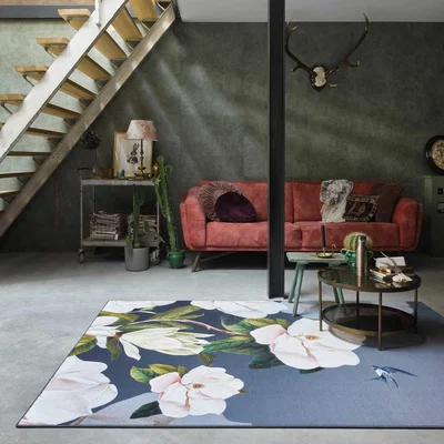 The Rug Seller Opal Grey Floral Printed Rugs 53704 by Ted Baker
