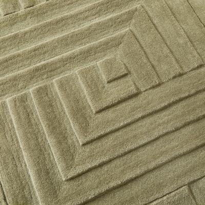 The Rug Seller Maze Geometric Wool Rugs in Olive Green&nbsp;160x230cm