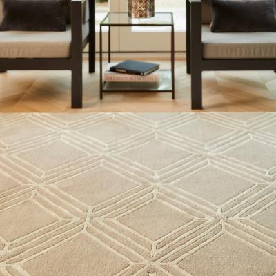 The Rug Seller Vienna Geometric Wool Rugs in Mink Brown