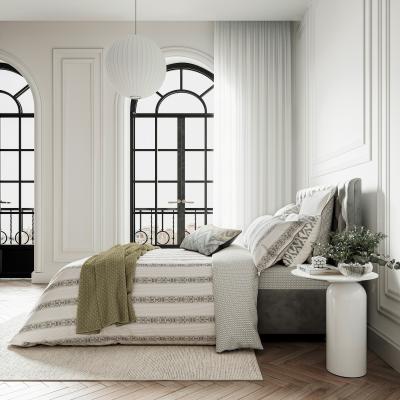 The Rug Seller Hemma Kilim Stripe Bedding by Bedeck of Belfast in Linen Chartreuse Green&nbsp;140x200cm