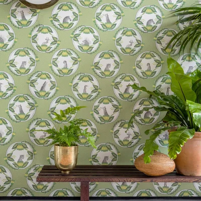 The Rug Seller Ardmore Cameos Wallpaper 9042 by Cole & Son in Olive GreenRoll