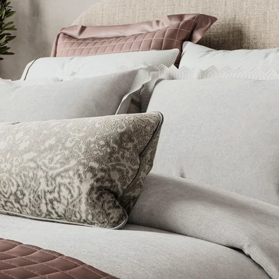 The Rug Seller Avita Geo Scallop Bedding by Bedeck of Belfast in White&nbsp;74x48cm