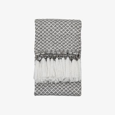 The Rug Seller Blair Woven Tassel Throw in Grey & Cream&nbsp;130x170cm