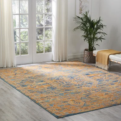 The Rug Seller Passion Rugs PSN07 in Teal and Sun&nbsp;114x175cm