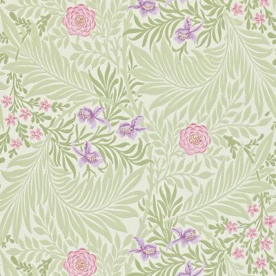 The Rug Seller Larkspur Wallpaper 212555 by Morris & Co in Olive Lilac&nbsp;Roll