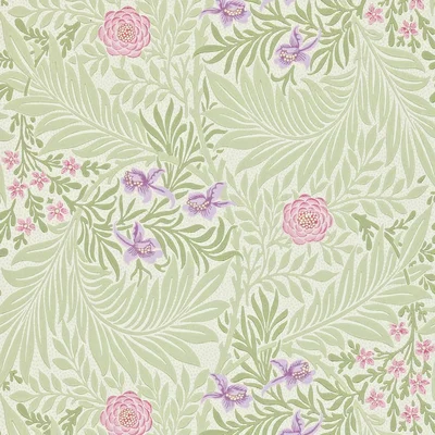 The Rug Seller Larkspur Wallpaper 212555 by Morris & Co in Olive Lilac&nbsp;Roll