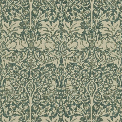 The Rug Seller Brer Rabbit Wallpaper 102 by Morris & Co in Forest Manilla&nbsp;Roll