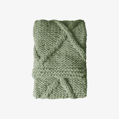 The Rug Seller Cable Knit Diamond Kilburn & Scott Throw in Sage Green130x170cm