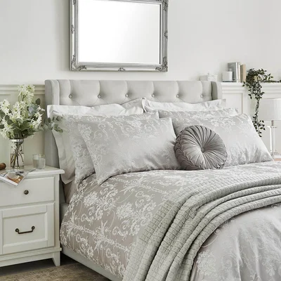 The Rug Seller Josette Jacquard Cotton Bedding Set by Laura Ashley in Silver Grey&nbsp;220x230cm