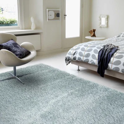 The Rug Seller Payton Shaggy Soft Shimmer Rugs in Duck Egg Blue&nbsp;120x170cm