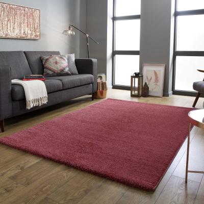 The Rug Seller Sleek Soft Shaggy Plain Rugs in Brick Red