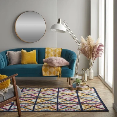 The Rug Seller Gilbert 5570 B Geometric Diamond Woven Rugs in Multi