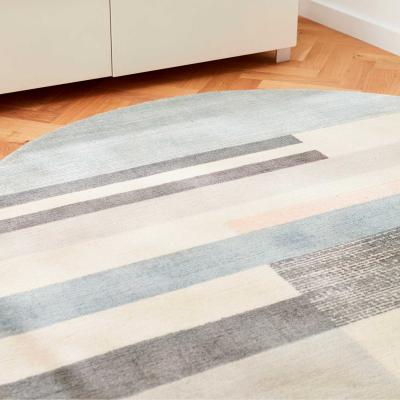 The Rug Seller Parwa Blocks Wool Circle Round Rugs 026308 in Dusky Hues