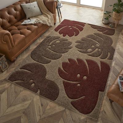 The Rug Seller Portland 7155 Q Carved Leaf Rugs in Terra Beige Cream
