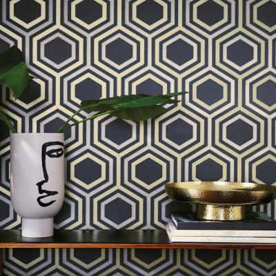 The Rug Seller Selo Wallpaper 112149 by Harlequin in Ebony Gold Yellow&nbsp;Roll