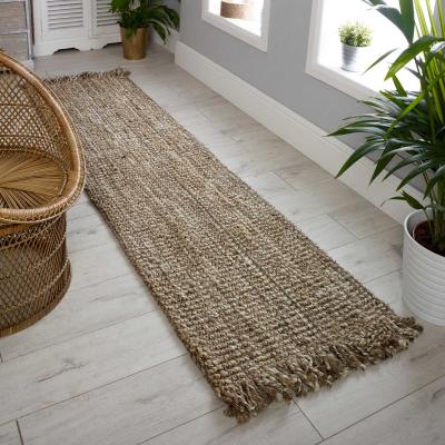The Rug Seller Lagos Jute Fringe Runner Rug in Natural Grey&nbsp;60x230cm