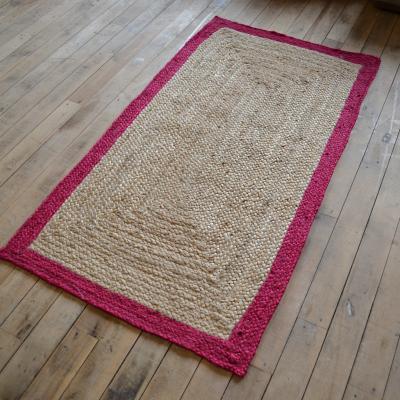 The Rug Seller Jute Bordered Woven Modern Rugs in Raspberry Pink&nbsp;120x170cm
