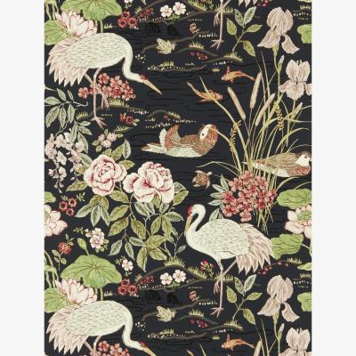 The Rug Seller Crane and Frog Wallpaper 217123 by Sanderson in Ink Black Multi&nbsp;Roll