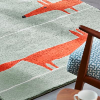 The Rug Seller Scion Mr Fox Wool Rugs 25313 in Mint Poppy90x150cm