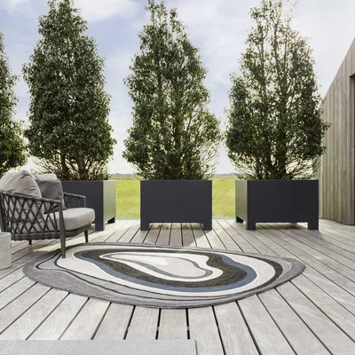 The Rug Seller Habitat Aura Indoor Outdoor Abstract Shape Rugs Grey 477304