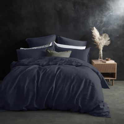 The Rug Seller Lazy Linen Bedding Plain Navy Blue Duvet Cover and Pillowcase&nbsp;218x228cm