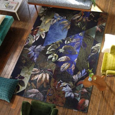 The Rug Seller Jangal Moss Leaf Geometric Rug in Green By Designers Guild