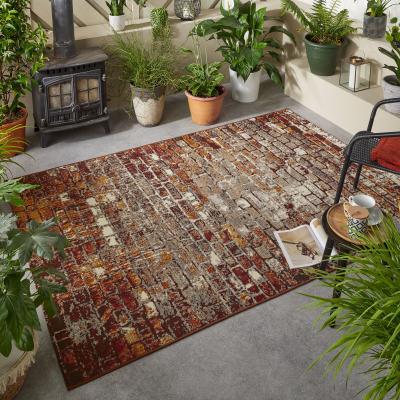 The Rug Seller Terra Nova Brick Modern Indoor Outdoor Rugs in Brown Red120x170cm