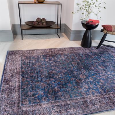 The Rug Seller Kaya Ava KY02 Traditional Persian Floral Rugs in Blue Black