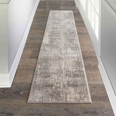 The Rug Seller Quarry QUA03 Abstract Distressed Runner Rugs in Beige Grey&nbsp;66x229cm