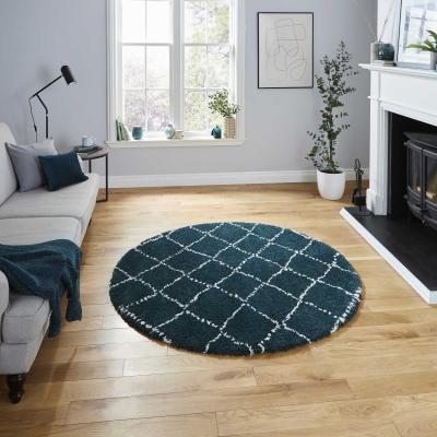 The Rug Seller Royal Nomadic Circular Geometric Rugs 5413 in Dark Green