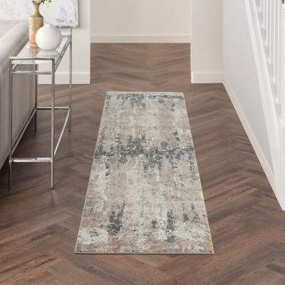 The Rug Seller Tangra TNR05 Runner Rug by Nourison in Cream Grey67x232cm